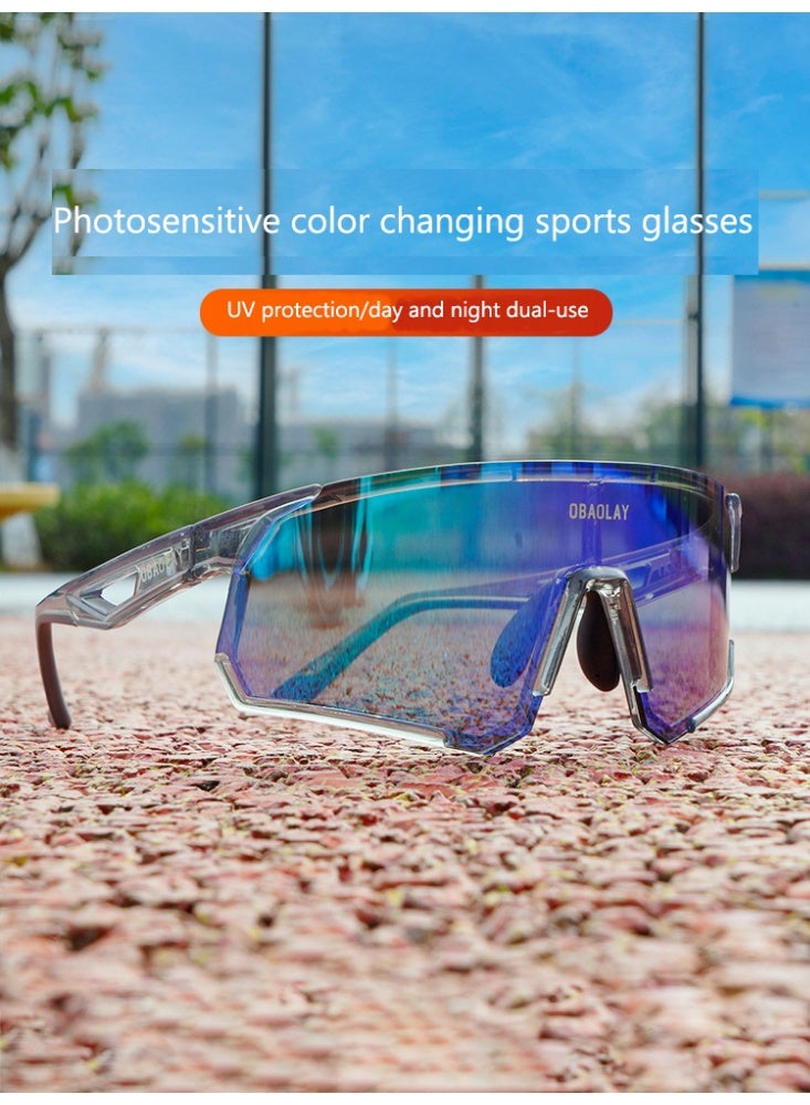 OBAOLAY Riding windproof glasses, colorful sunglasses, sports sunglasses, color changing outdoor running goggles, hiking day and night dual-use glasses - Image 4
