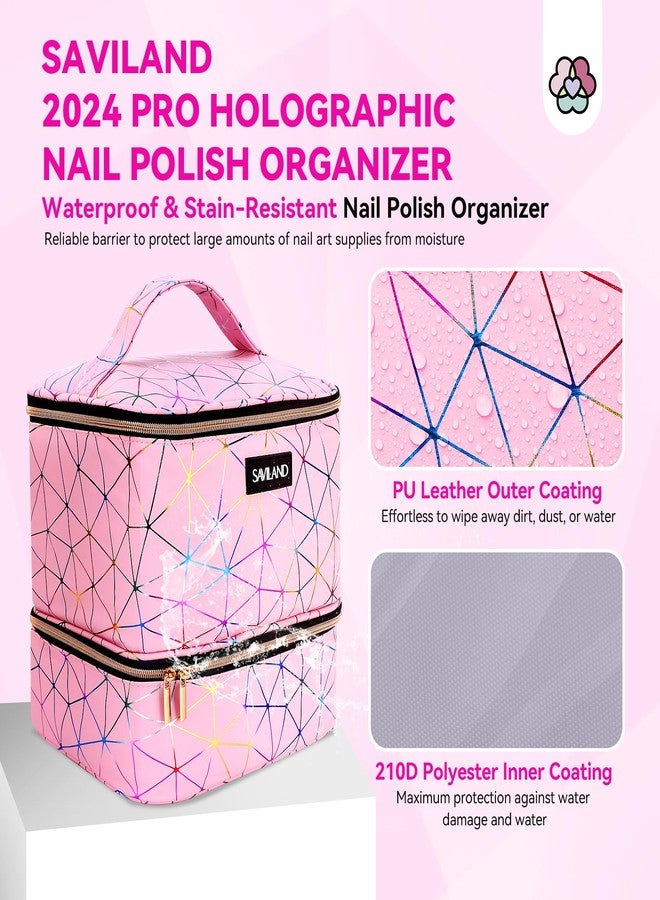 SAVILAND Nail Polish Organizer Bag: PU Leather Nail Polish Storage Organizer Holds 30 Bottles & Nail Lamp, Nail Polish Holder Travel Carrying Case Box Nail Tech Organizer Storage Bag for Nail Supplies - Image 5