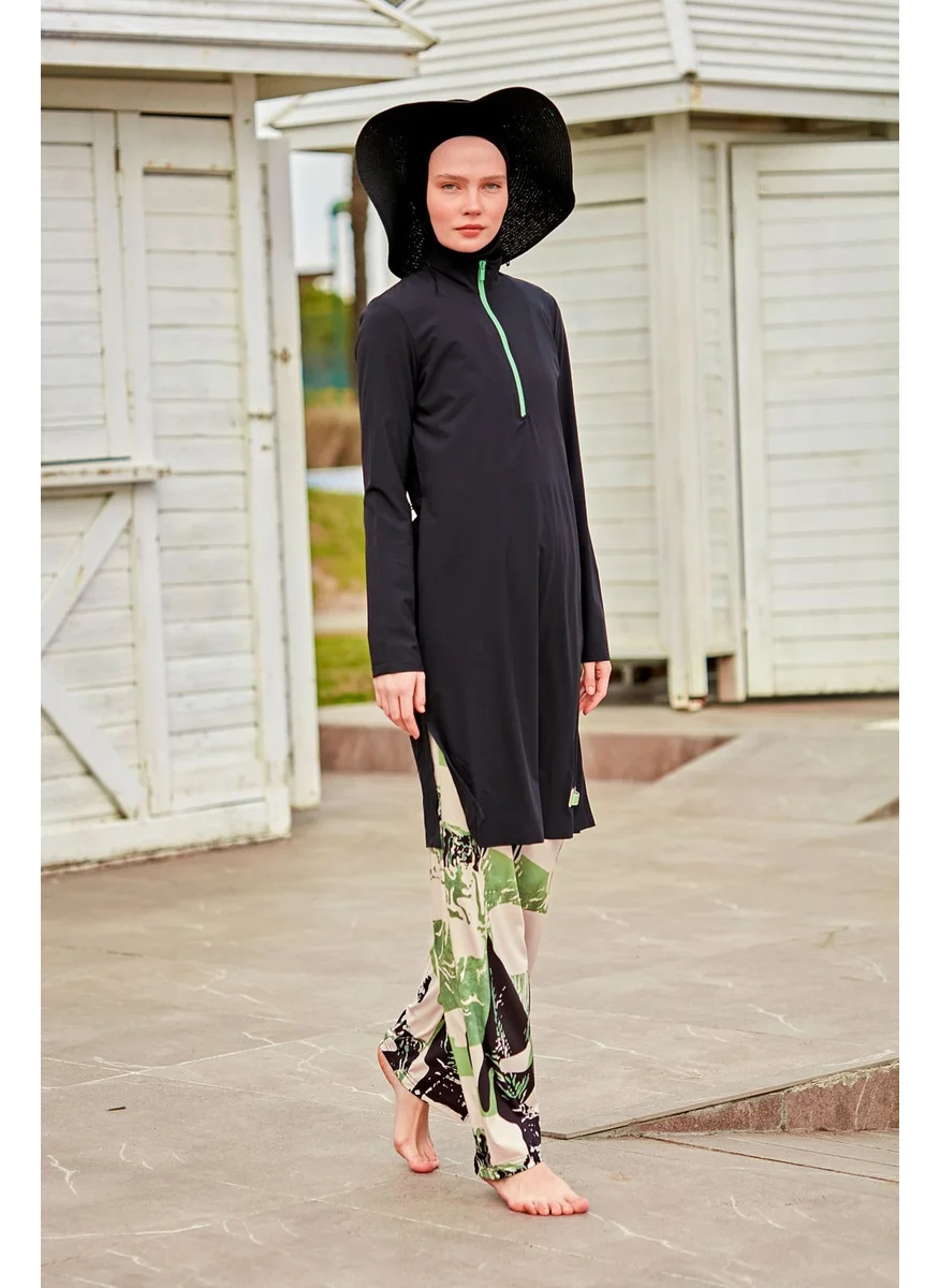 مارينا Parachute Black Fully Covered Hijab Swimsuit M2425