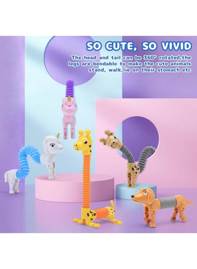 RAHAYM 5 Pack Pop Tubes,Dog pop Tubes, Animal pop Tubes Fidget Toys,Sensory Tubes Fidget Toys for Kids,Toddler Sensory Toys,Fidget Tubes Party Favors,School Reward,Gift for Kids (5 Pcs, Classic Style) - Image 2