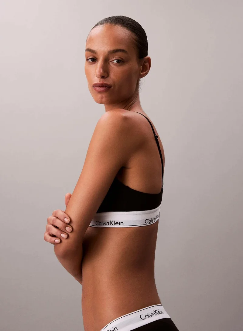 Calvin Klein Black Lightly Lined Triangle Bralette - Icon Cotton Modal for Women | Best Price UAE