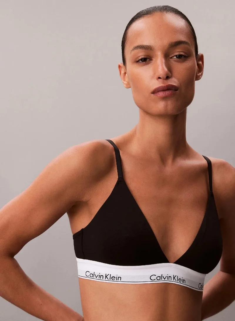 Calvin Klein Black Lightly Lined Triangle Bralette - Icon Cotton Modal for Women | Best Price UAE