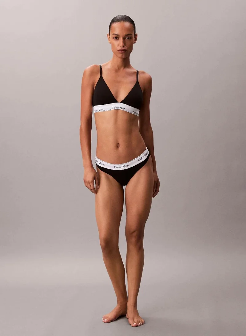 Calvin Klein Black Lightly Lined Triangle Bralette - Icon Cotton Modal for Women | Best Price UAE