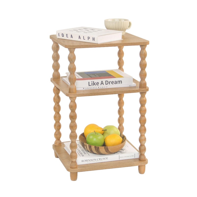 Fultyle End Table, Modern Side Table with 3 Tier Open Shelf, Small Table Bed Side Tables Bedroom for Small Spaces, Living Room and Office (Rustic Walnut) - Image 1