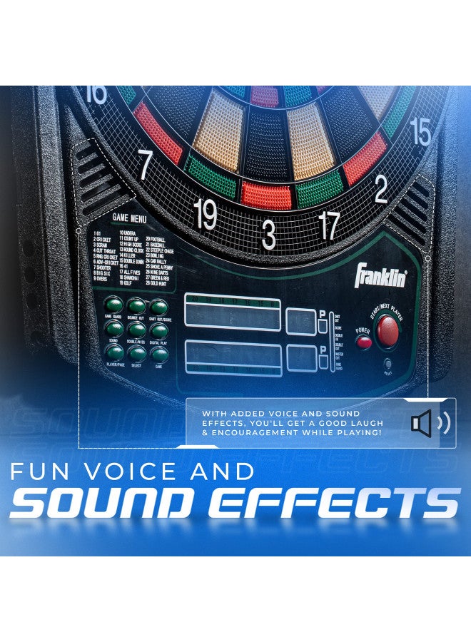 Franklin Sports Electronic Dart Board Set - Soft Tip Electric Dartboard with Digital Scoreboard + Games - Adult Soft Tip Electronic Dart Board + Darts Set - (6) Darts Included - FS6000