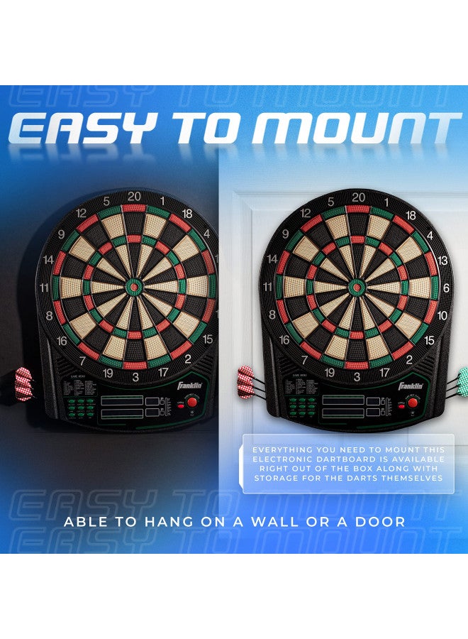 Franklin Sports Electronic Dart Board Set - Soft Tip Electric Dartboard with Digital Scoreboard + Games - Adult Soft Tip Electronic Dart Board + Darts Set - (6) Darts Included - FS6000