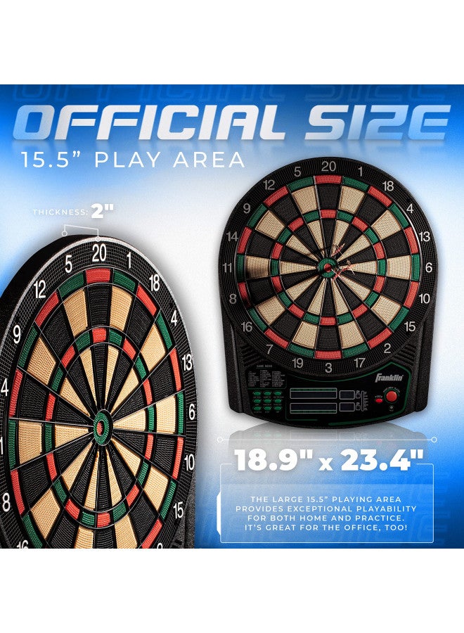 Franklin Sports Electronic Dart Board Set - Soft Tip Electric Dartboard with Digital Scoreboard + Games - Adult Soft Tip Electronic Dart Board + Darts Set - (6) Darts Included - FS6000