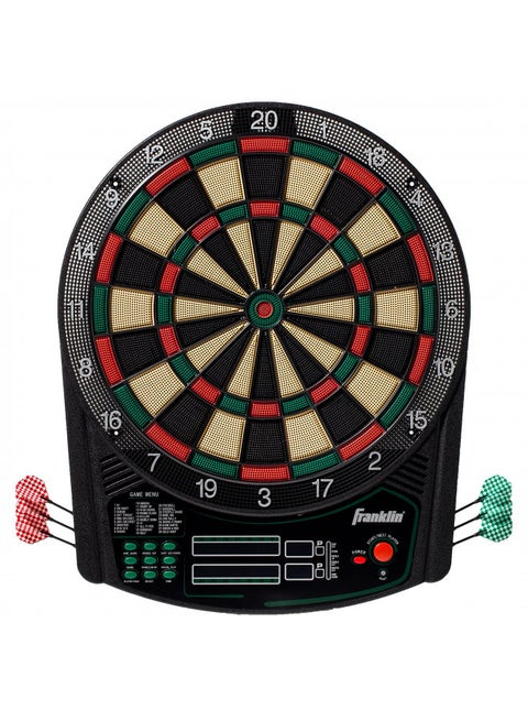 Franklin Sports Electronic Dart Board Set - Soft Tip Electric Dartboard with Digital Scoreboard + Games - Adult Soft Tip Electronic Dart Board + Darts Set - (6) Darts Included - FS6000