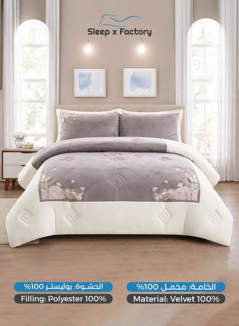 Sleep x Factory 4-Piece Winter Velvet Comforter Set – Single Size - Image 3