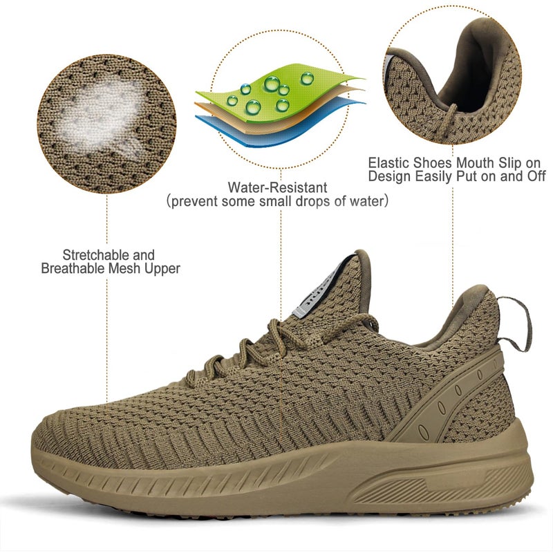 Feethit Womens Running Shoes Walking Tennis Shoes Breathable Lightweight Gym Sneakers for Travel Gym Work Woman Waitress Nurse Khaki 9 - Image 3