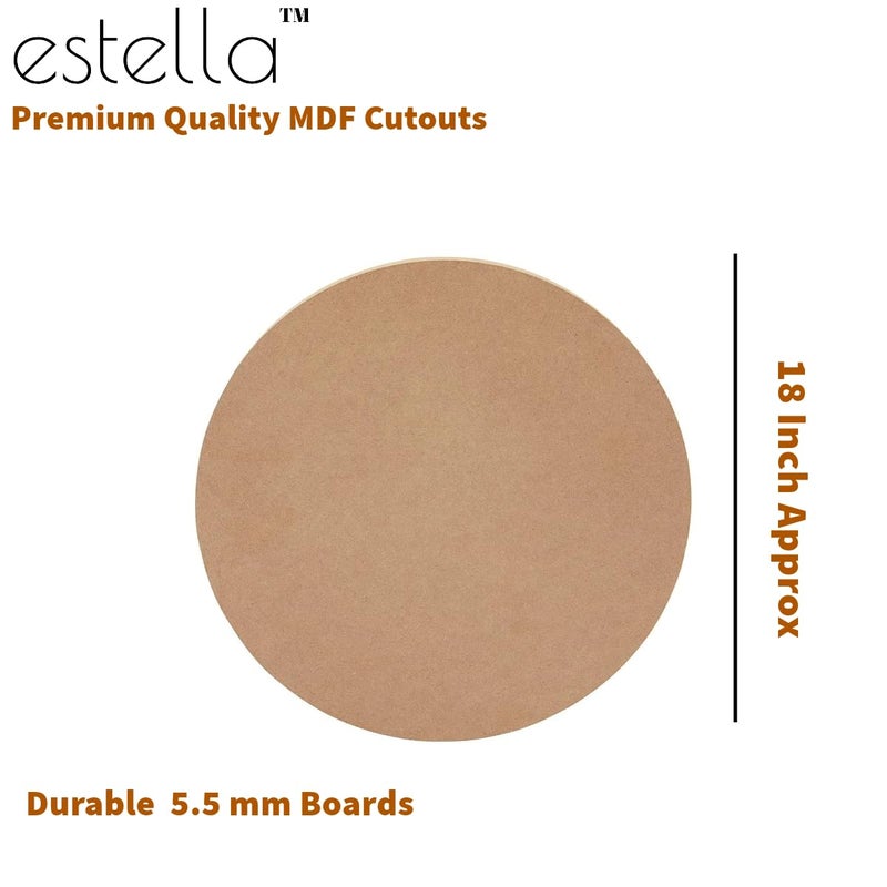 estella ® 18 Inch - 2 Pieces - MDF Board for Art and Craft - Round Wood Circles for Art & Craft | Resin, Lippan, Mandala, Painting, Wall Hanging, Clock Making, Decoration (18 inches, 5.5 mm Thick) - Image 2