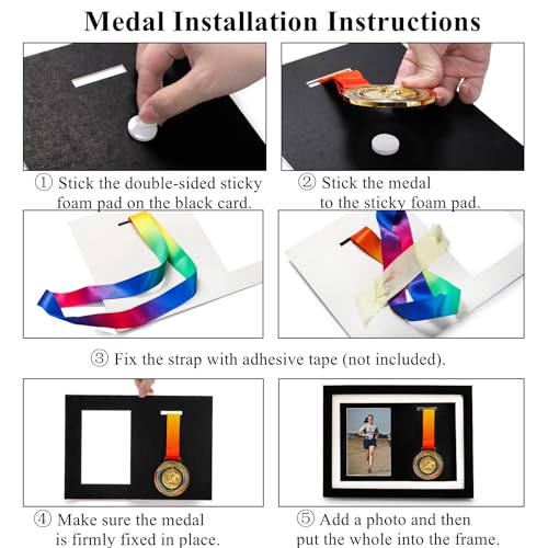 Hacaroa Medal Display Shadow Box, Single Medal and Photo Display Frame Case, Wood Marathon Medal Storage Box for Runners, All Sports Winners, Military Awards, Black - Image 4