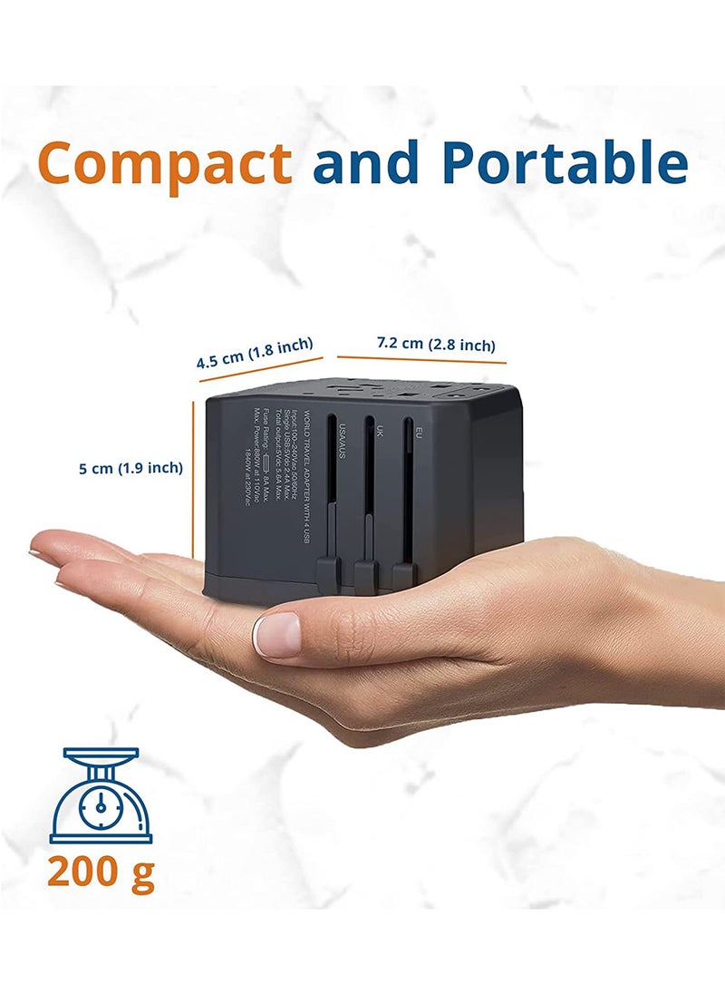 PEGANT - Universal Travel Power Adapter with 4 USB and USB-C Fast Charging Ports and Carrying Bag - Image 1