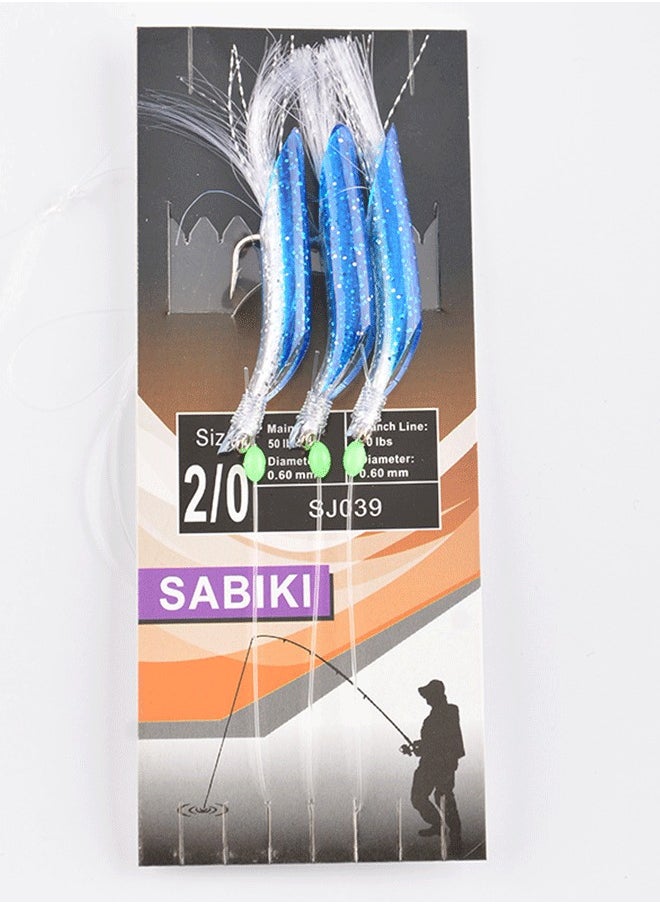GMORO - Sea Fishing Saltwater Sabiki Hook Rigs Blue Tube Tuna Lures Trolling Fishing Herring Bait Jig soft lure Sabiki lure, Ideal For Freshwater and Saltwater - Image 1