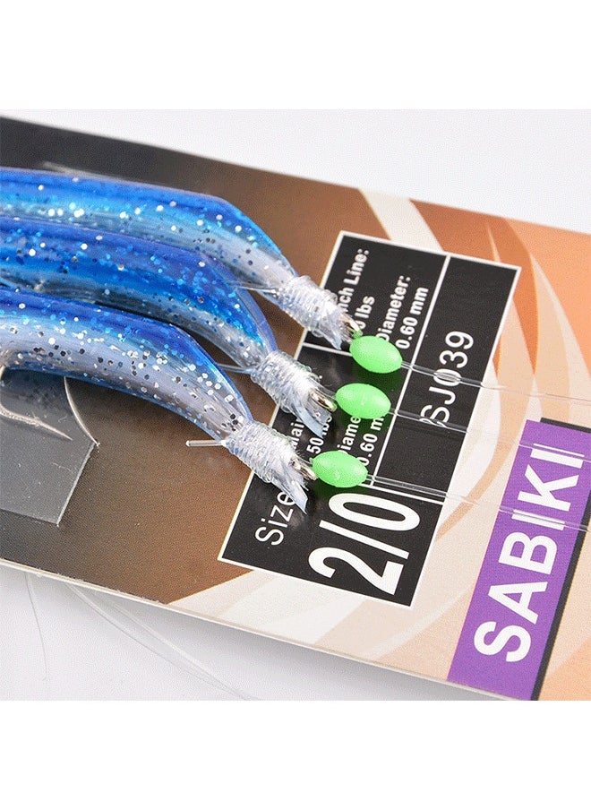 GMORO - Sea Fishing Saltwater Sabiki Hook Rigs Blue Tube Tuna Lures Trolling Fishing Herring Bait Jig soft lure Sabiki lure, Ideal For Freshwater and Saltwater - Image 1