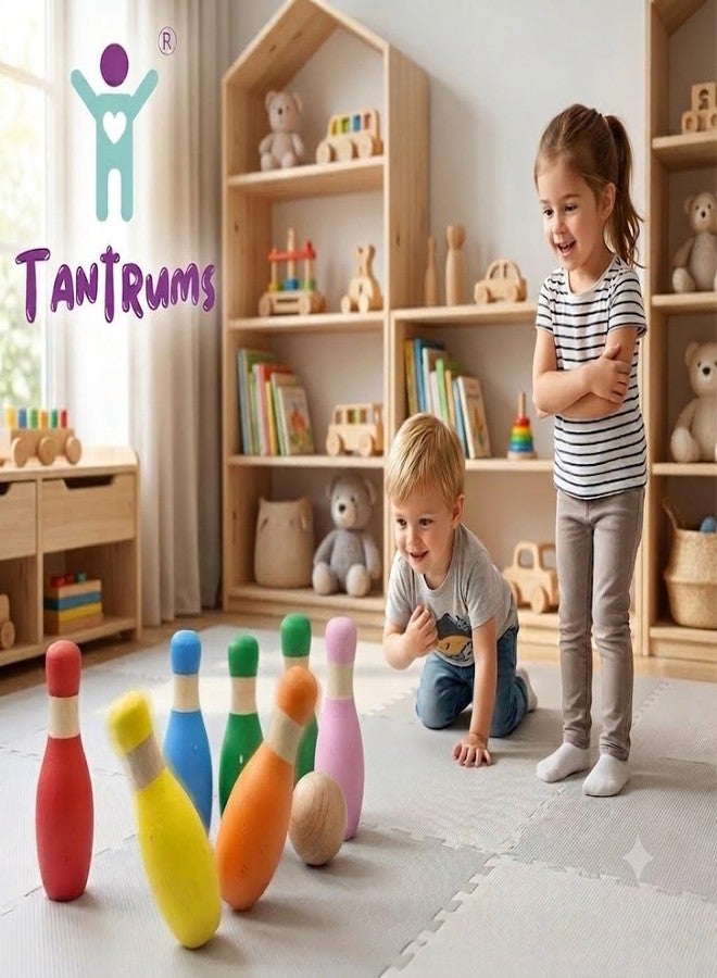 Tantrums Wooden Mini Bowling Pins Toy Set (2 Years+) - Non Toxic| Indoor & Outdoor Fun Learning Game| Light Weight & Easy to Carry for Kids | Handcrafted Bowling Game Set for Kids - Image 4