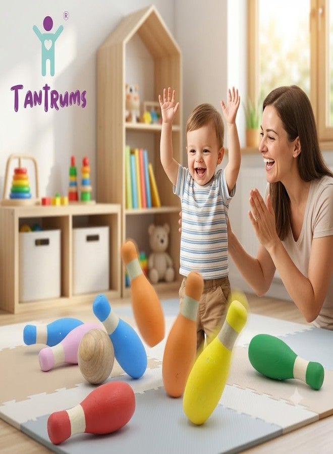 Tantrums Wooden Mini Bowling Pins Toy Set (2 Years+) - Non Toxic| Indoor & Outdoor Fun Learning Game| Light Weight & Easy to Carry for Kids | Handcrafted Bowling Game Set for Kids - Image 3