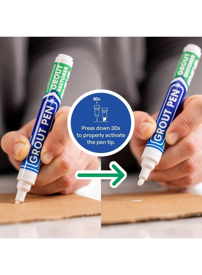 Rainbow Chalk Markers Limited قلم تجديد الفواصل الأبيض رينبو 5 مم للبلاط – قلم إصلاح وتبييض الفواصل مقاوم للماء والعفن لتنظيف وتجديد فواصل بلاط الحمام والمطبخ والأرضيات والجدران - Image 3