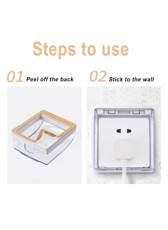 Mr. Penda 2 Pack Waterproof Socket Cover, Splashproof and Dustproof Switch Cover, Protector Adhesive Wall Electric Plug Protection Box for Home Kitchen Bathroom (Clear) - Image 3