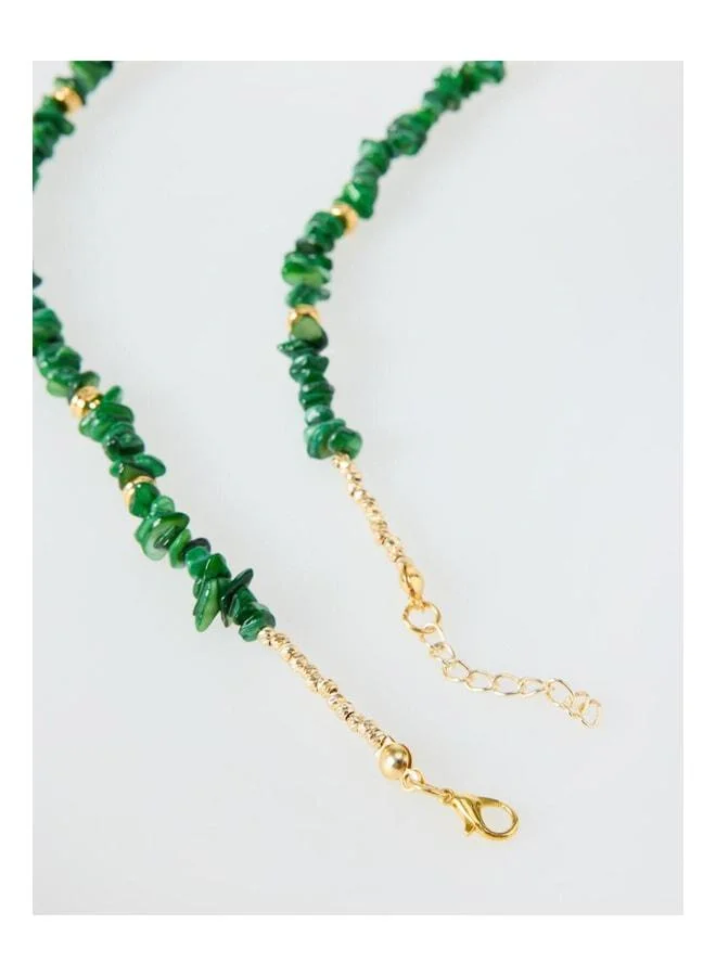Jimmy Key  Adjustable necklace with shiny metal ball figure and green beads. for Women | Best Price UAE