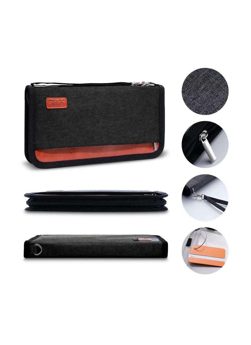 ماركة غير محددة Travel Passport Wallet, Family Passport Holder, Travel Documents Organizer, Durable Passport Case with RFID Blocker for Men, Women, Black  - Image 4