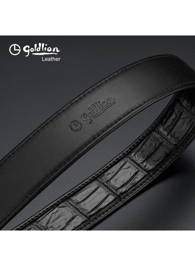 Goldlion Leather Belt, Alligator Skin, Stainless Steel Buckle, High-quality Wooden Gift Box, New Year Gift - Image 4