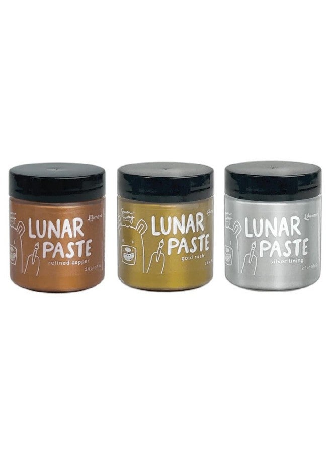 Ranger Simon Hurley Create. Metallic Lunar Paste Bundle -Gold Rush, Silver Lining And Refined Copper 2023 Release 2 Oz Jars - Image 1