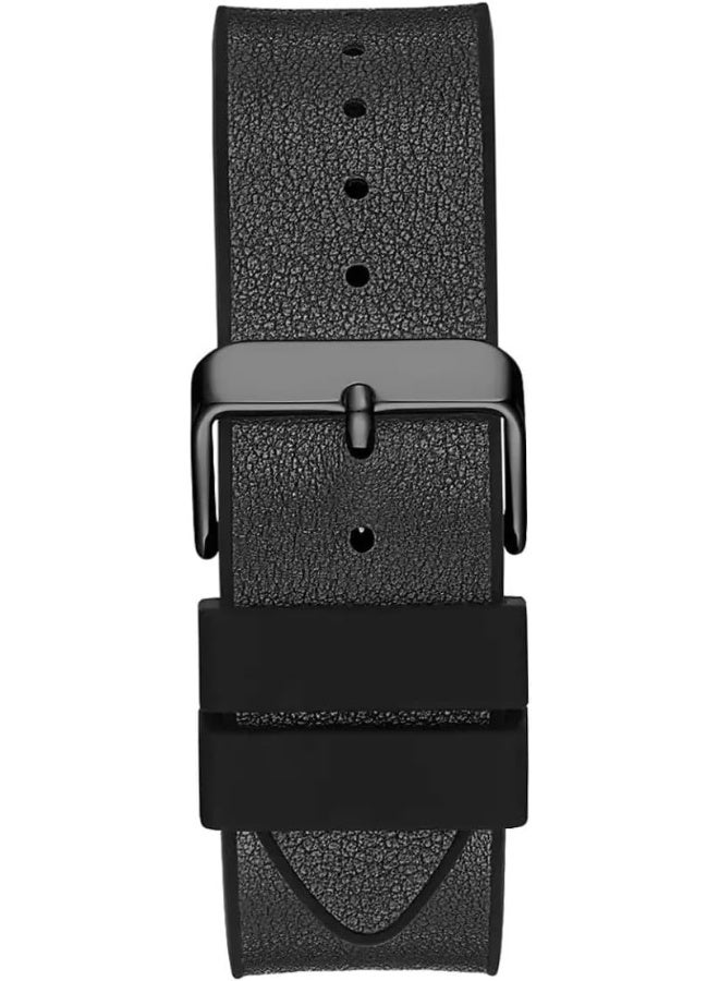 GUESS ساعة GUESS للرجال بتصميم عصري على شكل طونيو مع ألماس 43 مم - قرص أسود وحافظة من الفولاذ المقاوم للصدأ مع حزام مرن أسود - Image 4