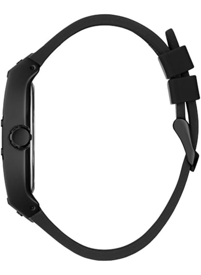 GUESS ساعة GUESS للرجال بتصميم عصري على شكل طونيو مع ألماس 43 مم - قرص أسود وحافظة من الفولاذ المقاوم للصدأ مع حزام مرن أسود - Image 3