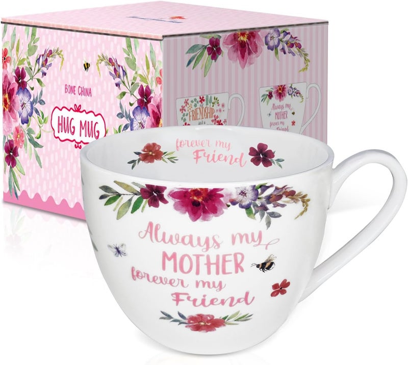 MFoffice A Heartfelt Mug Gift for Mom from Daughter Son Kids Premium 20 oz Bone China Coffee Tea Hug Mug Perfect Holiday Birthday and Mothers Day Gift for Moms Designed in England by Harvest Green Studio - Image 1