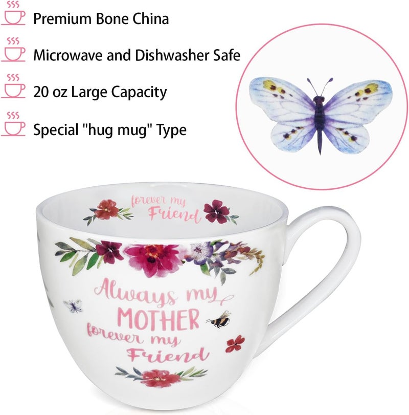 MFoffice A Heartfelt Mug Gift for Mom from Daughter Son Kids Premium 20 oz Bone China Coffee Tea Hug Mug Perfect Holiday Birthday and Mothers Day Gift for Moms Designed in England by Harvest Green Studio - Image 4