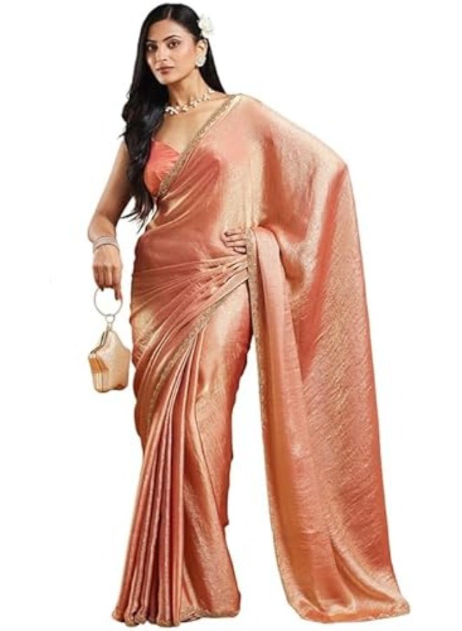 مملكة الإكسسوارات ساري شيفون نسائي ثنائي اللون (مع بلوزة) - Image 1