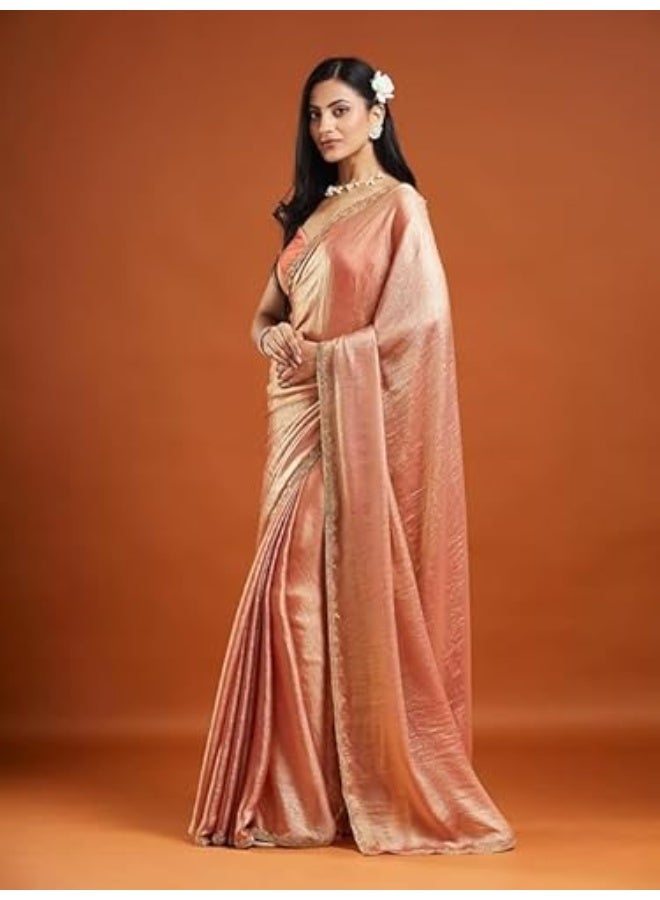 مملكة الإكسسوارات ساري شيفون نسائي ثنائي اللون (مع بلوزة) - Image 3