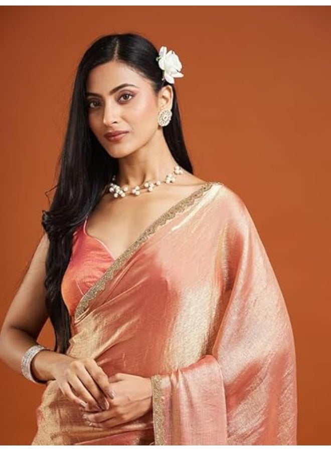 مملكة الإكسسوارات ساري شيفون نسائي ثنائي اللون (مع بلوزة) - Image 4