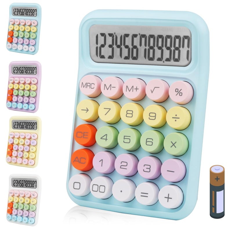 Bimormat Colorful Electronic Calculator,12 Digit Large LCD Display and Big Round Buttons Candy-Colored Desktop Calculator for Office,School,Home,Business(UK-COCA-Blue) - Image 1