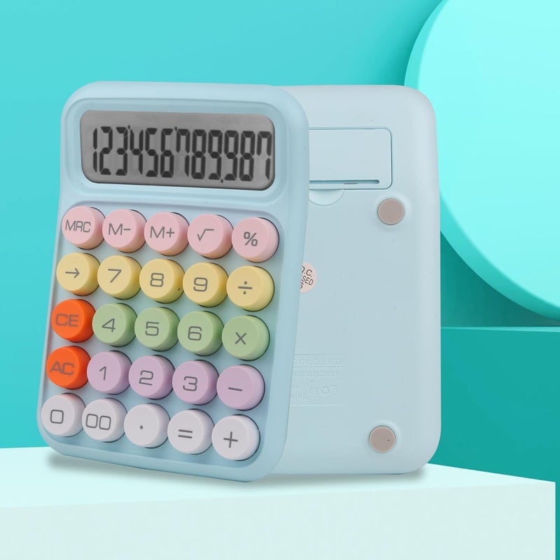 Bimormat Colorful Electronic Calculator,12 Digit Large LCD Display and Big Round Buttons Candy-Colored Desktop Calculator for Office,School,Home,Business(UK-COCA-Blue) - Image 2