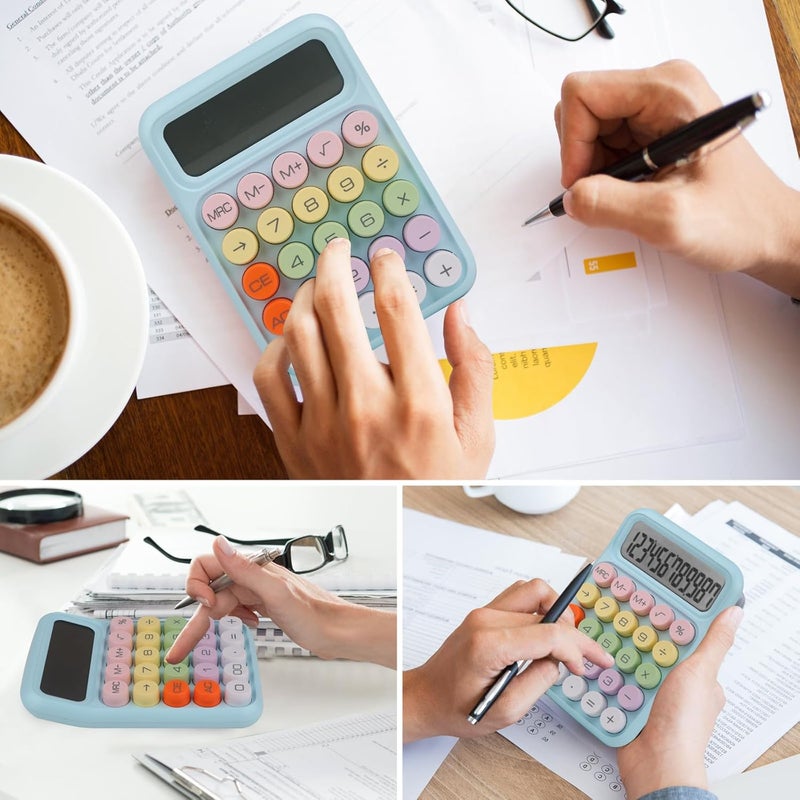 Bimormat Colorful Electronic Calculator,12 Digit Large LCD Display and Big Round Buttons Candy-Colored Desktop Calculator for Office,School,Home,Business(UK-COCA-Blue) - Image 5