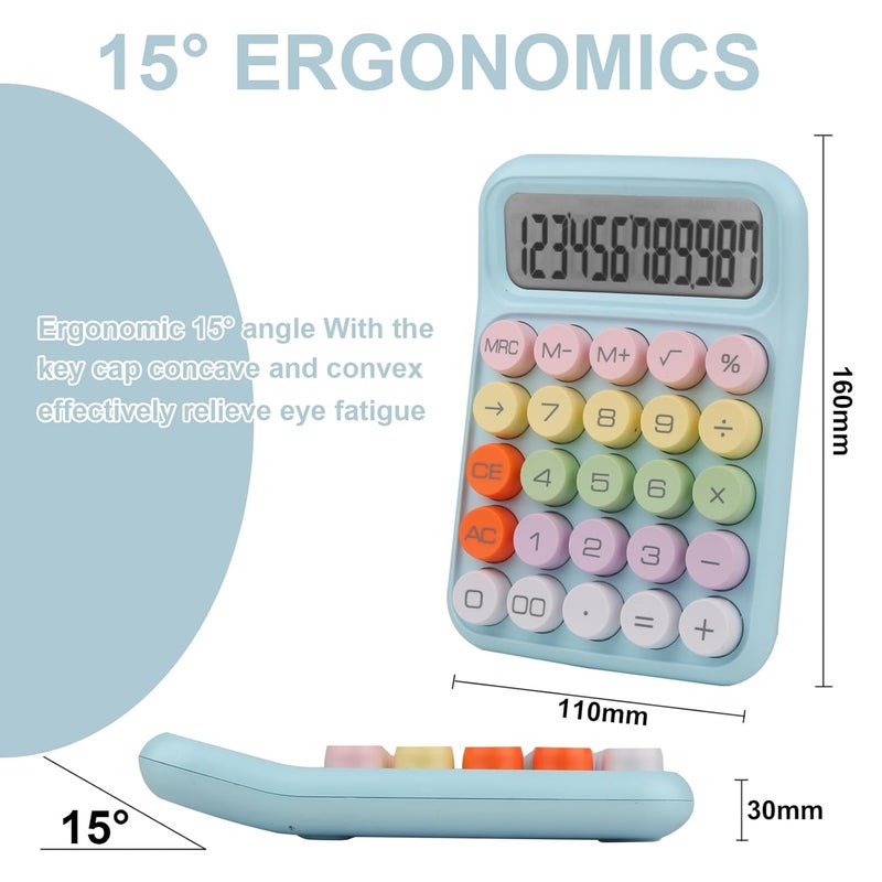 Bimormat Colorful Electronic Calculator,12 Digit Large LCD Display and Big Round Buttons Candy-Colored Desktop Calculator for Office,School,Home,Business(UK-COCA-Blue) - Image 3