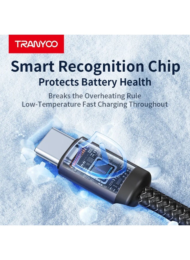 TRANYOO 6A USB-A to USB-C Super Fast Charging Cable – Nylon Braided, Durable Design, Safe Fast Charge, Compatible with Android & USB-C Devices - Image 4