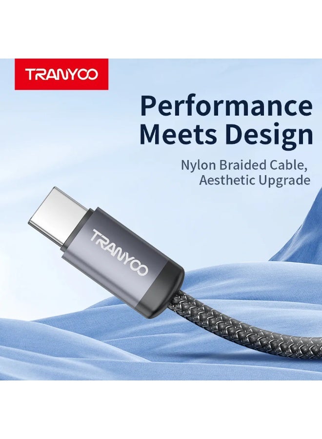 TRANYOO 6A USB-A to USB-C Super Fast Charging Cable – Nylon Braided, Durable Design, Safe Fast Charge, Compatible with Android & USB-C Devices - Image 2
