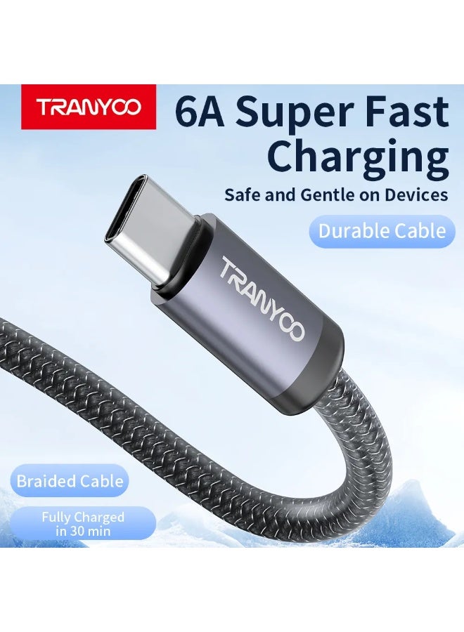 TRANYOO 6A USB-A to USB-C Super Fast Charging Cable – Nylon Braided, Durable Design, Safe Fast Charge, Compatible with Android & USB-C Devices - Image 1