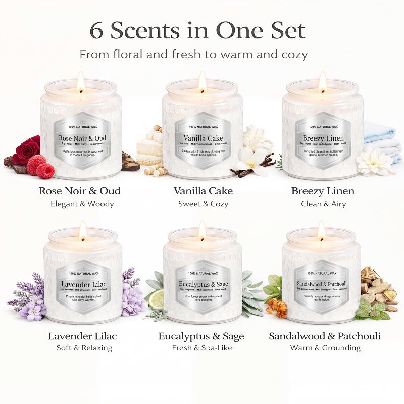 JXDLSQ Scented Candles Gift Set for Women, 6 Pack Aromatherapy Soy Candles for Home, Long Lasting Decorative Jar Candles for Birthday, Relaxation, Self Care - Image 2