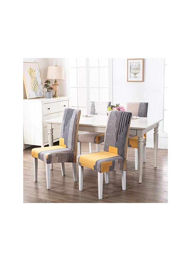 Zaboon Chair Covers 4 Pack Stretch Dining Chair Seat Covers Kitchen Chair Covers for Dining Chair Slipcover Seat Covers for Dining Chairs(Gray&Orange) - Image 3