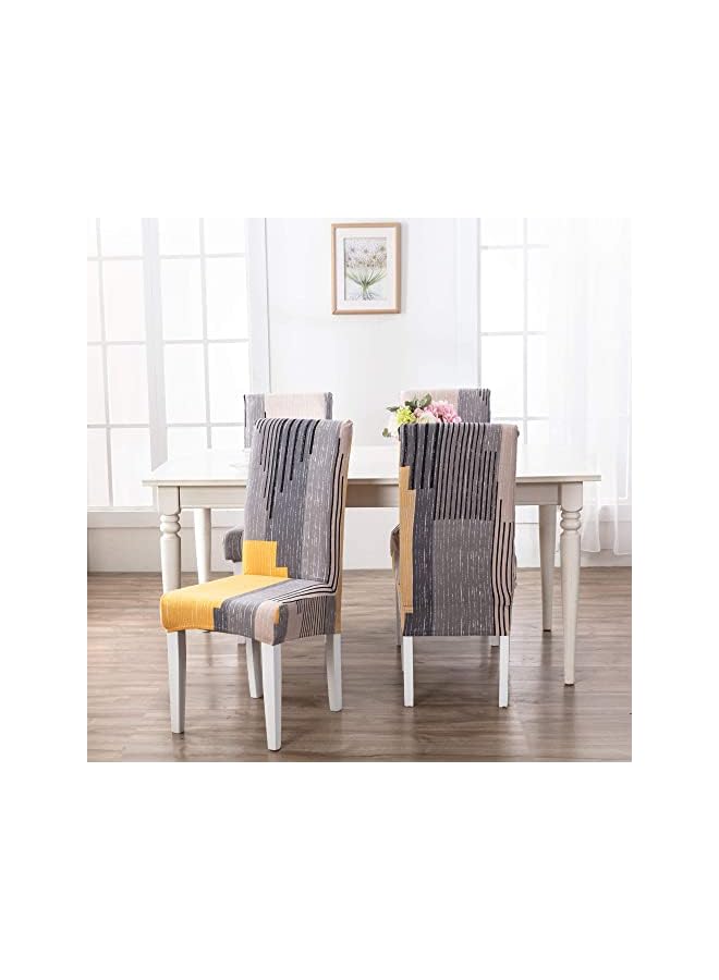 Zaboon Chair Covers 4 Pack Stretch Dining Chair Seat Covers Kitchen Chair Covers for Dining Chair Slipcover Seat Covers for Dining Chairs(Gray&Orange) - Image 2