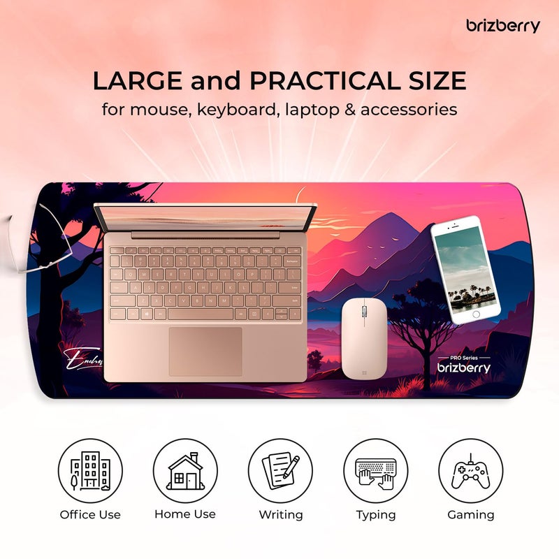 ARTBRIZ ® Brizberry Extended Mouse Pad, Desk Mat, 740mm x 310mm x 3mm Large Printed Premium Anti Skid Rubber Base for Desktop Laptop Keyboard (DM Design 6) - Image 4