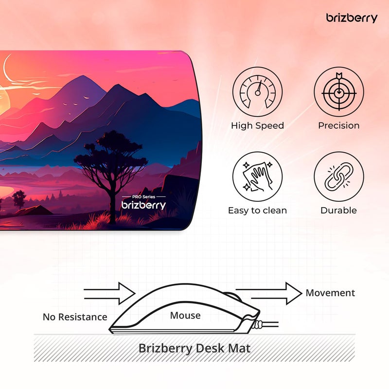 ARTBRIZ ® Brizberry Extended Mouse Pad, Desk Mat, 740mm x 310mm x 3mm Large Printed Premium Anti Skid Rubber Base for Desktop Laptop Keyboard (DM Design 6) - Image 5
