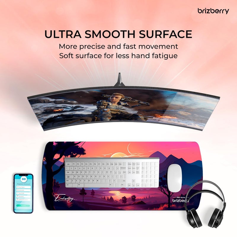 ARTBRIZ ® Brizberry Extended Mouse Pad, Desk Mat, 740mm x 310mm x 3mm Large Printed Premium Anti Skid Rubber Base for Desktop Laptop Keyboard (DM Design 6) - Image 2