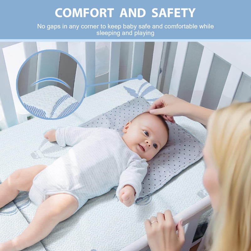 voomf Pack and Play Mattress Trifold, 38"x26"x3'' Memory Foam Dual-Sided Pack N Play Mattresses for Baby Toddler, Soft Baby Crib Mattress for Pack N Play with Machine Washable Cover Balloon Pattern - Image 4