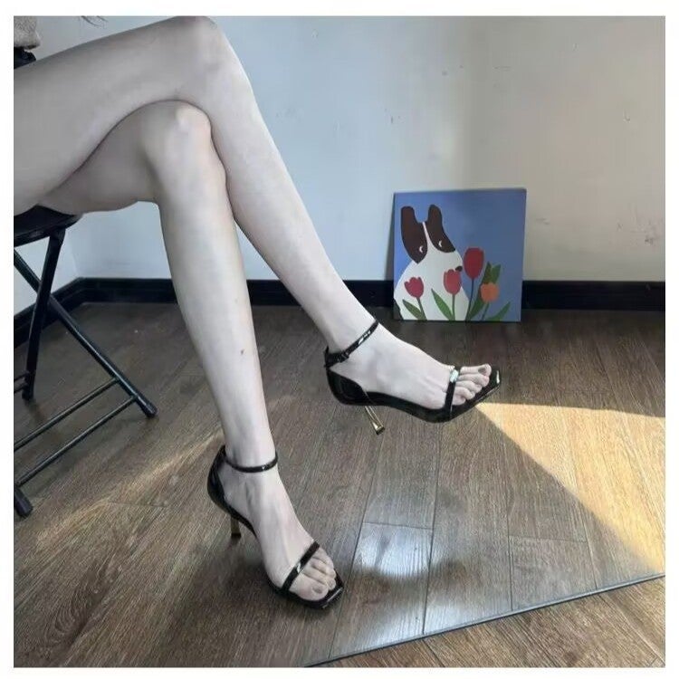2025 Style Slim High Heels With Height Increase New Square Toe Thin Heel All-Match Open Toe Sandals - Image 2