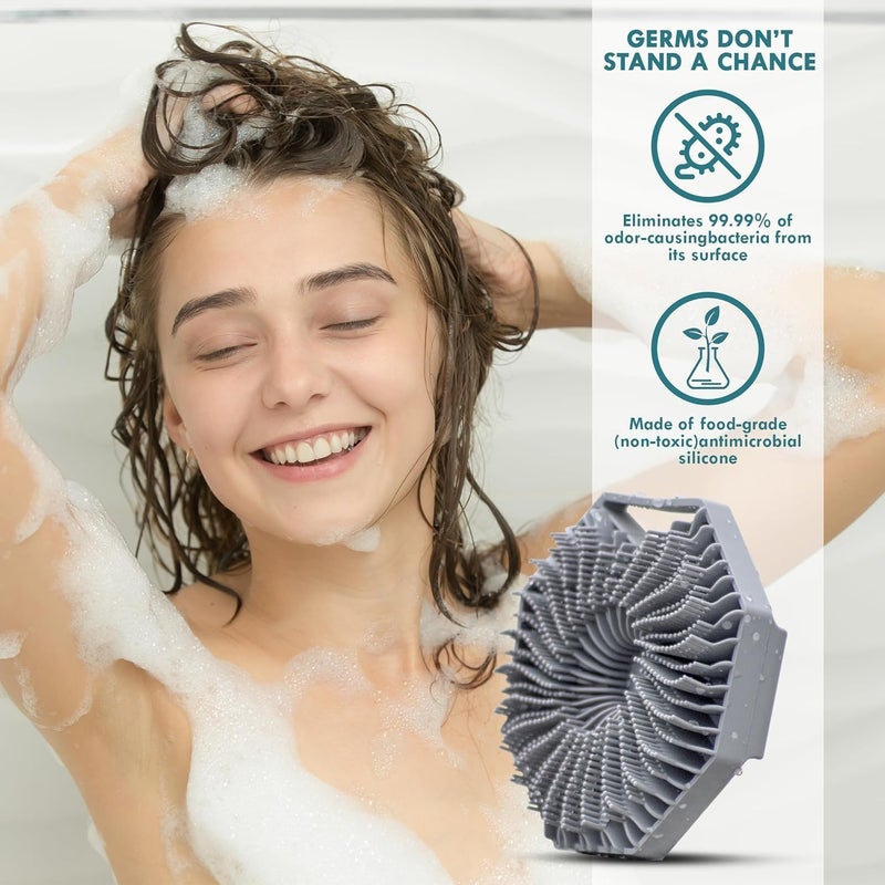 TICJUB Silicon Body Scrubber - Exfoliating Body Scrubber For Sensitive Skin, Eco Friendly Shower Scrubber For Body, Silicone Body Brush, Body Scrubber For Women, Men And Babies For Sensitive Skin - Image 3